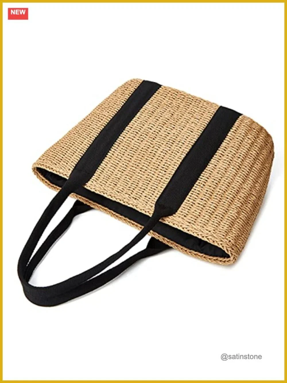 Straw Woven Tote Bag Summer Beach Hobo Purse Handmade Lightweight